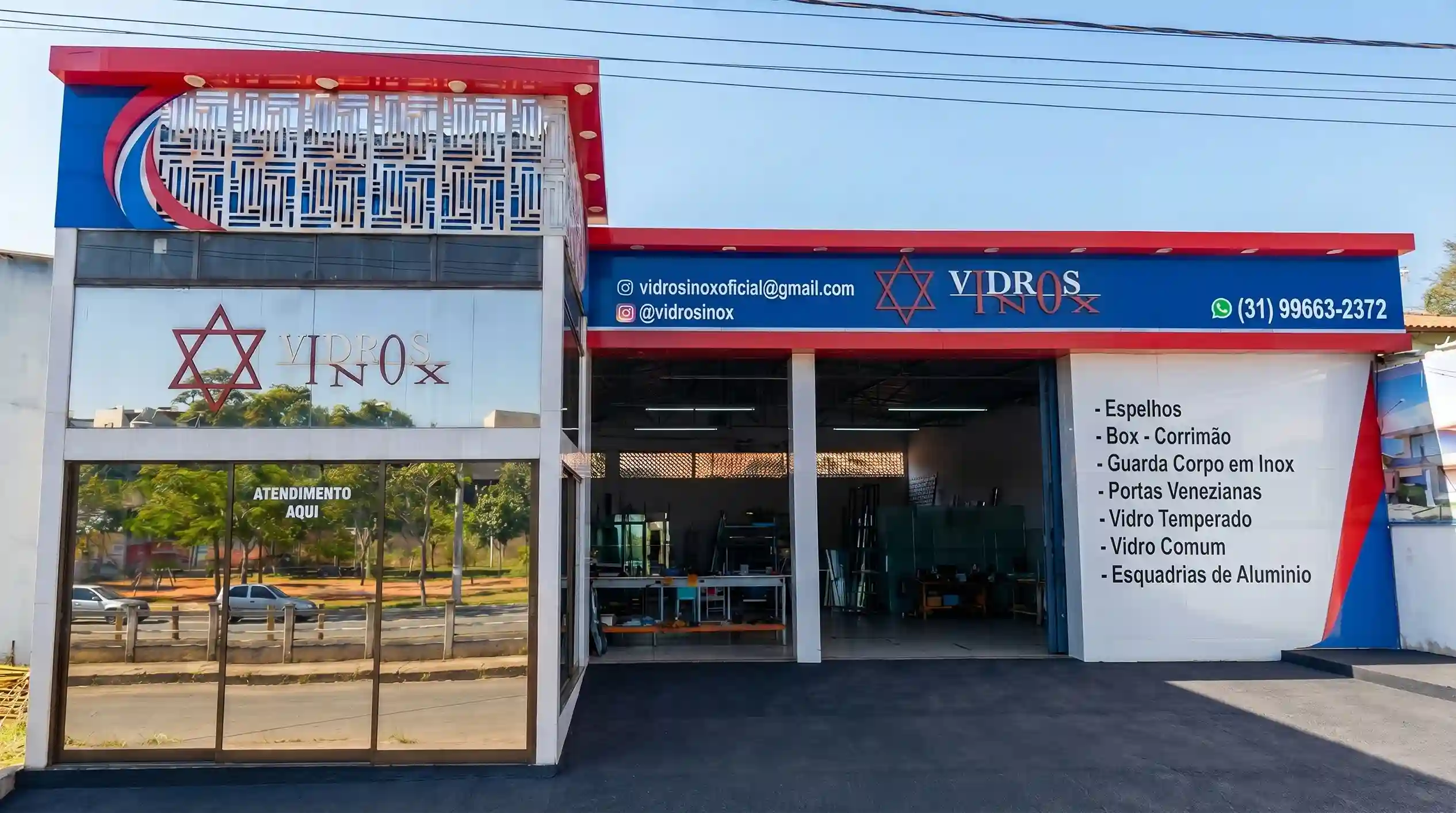 Fachada da empresa Vidros Inox